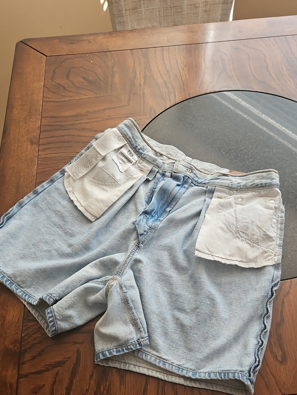 Levi's Ribcage High Rise Pleated Shorts 29 In Light Blue - Picture 11 of 16